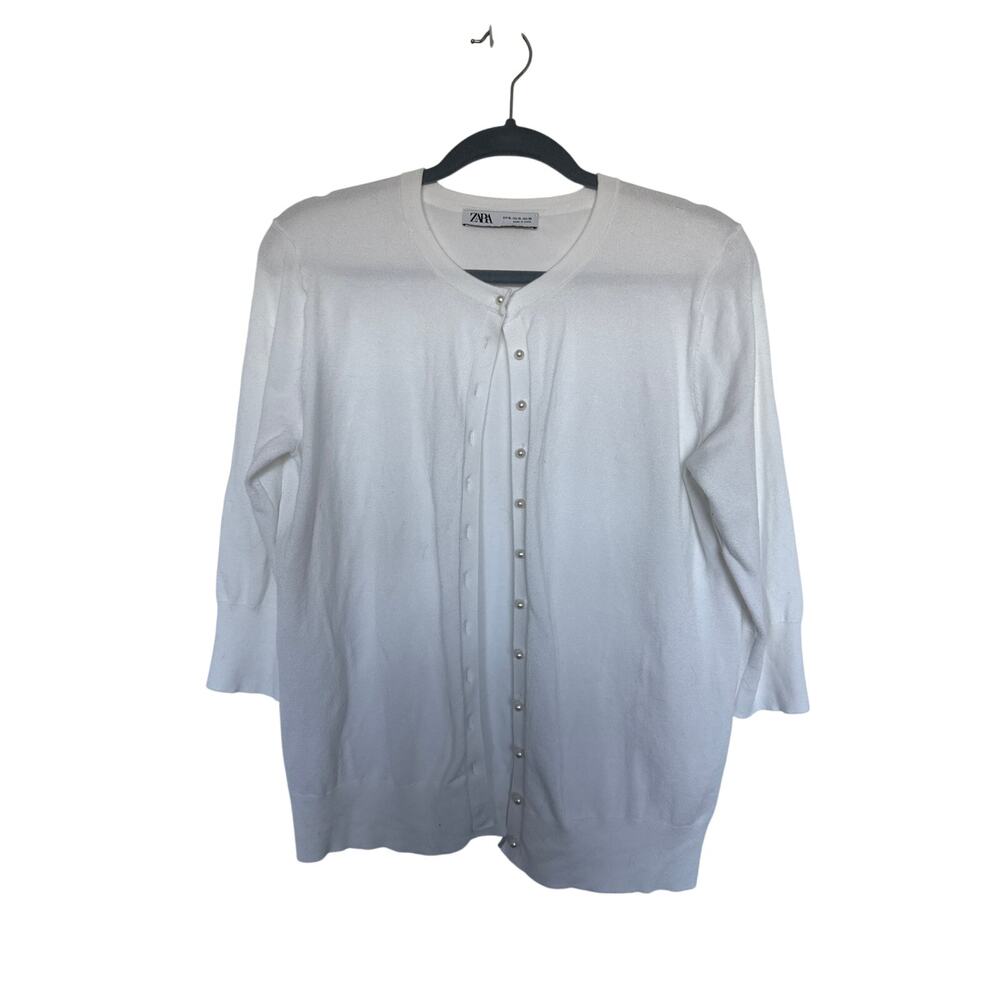 Zara 3/4 Sleeve Pearl Button Cardigan, XL